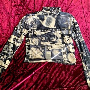 Current mood crazy creepy turtleneck, black and white, size XL, fair condition